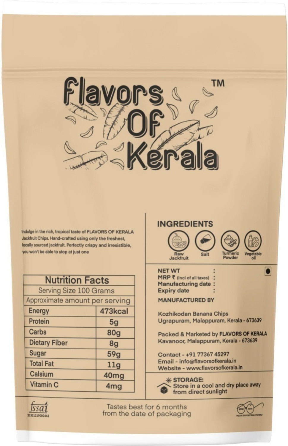 Image of FLAVORS OF KERALA Premium Kerala Jackfruit Chips | Crispy, Tasty, Namkeen Snack Wafers Chips