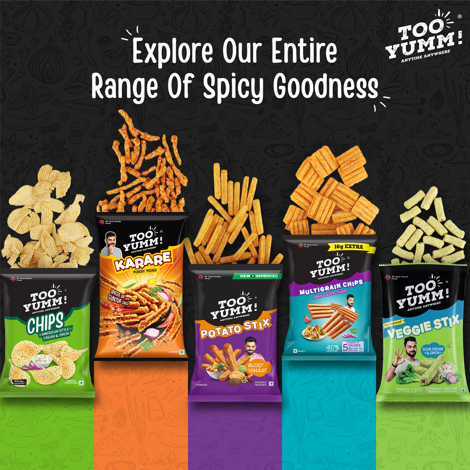 Image of Too Yumm! Tomato Thunder Rings, Marvelous Tangy Blast, Crunchy & Spicy S Chips