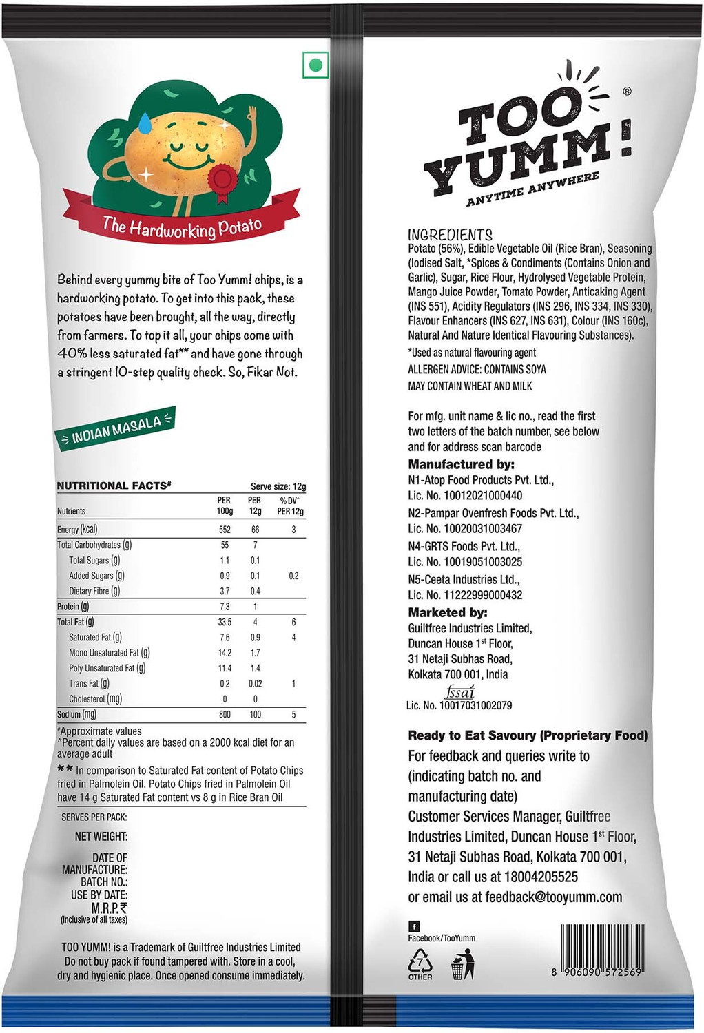 Image of Too Yumm! Potato - Indian Masala Chips