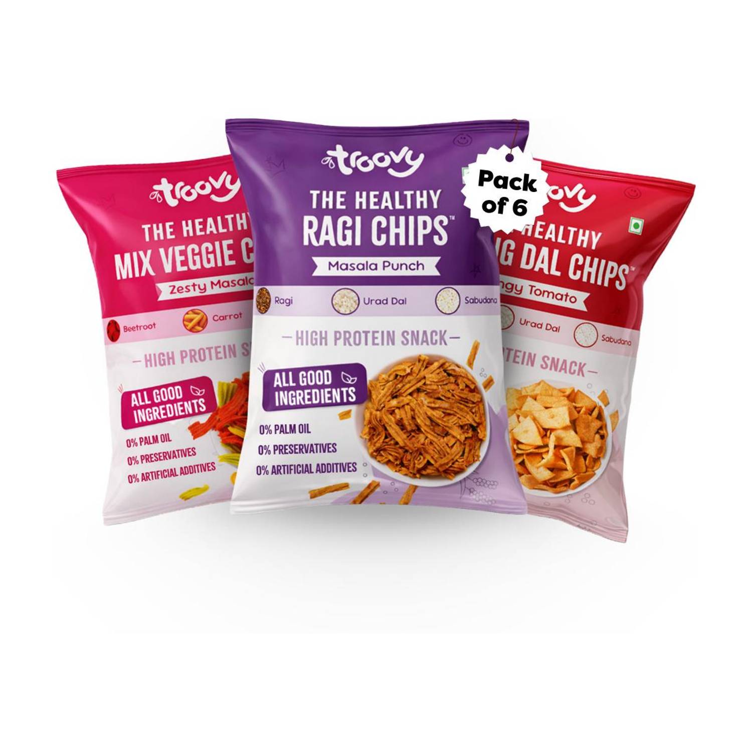 Troovy High Protein Mixed Pack Chips Pack of 6 · 70 g (420 g total) - Image 1