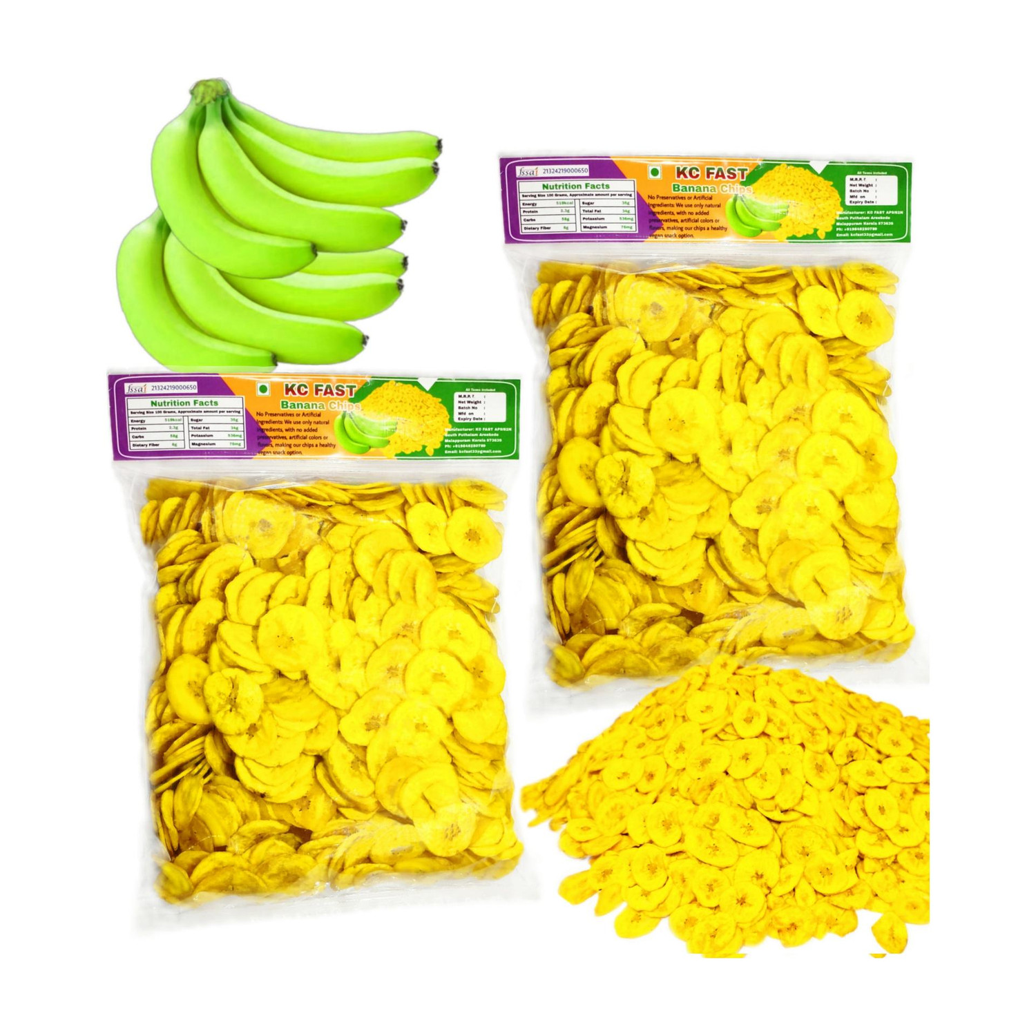 Image of KC FAST 2 Packet of 500g Banana Chips Tasty 1kg Banana Chips (2 x 500 g)