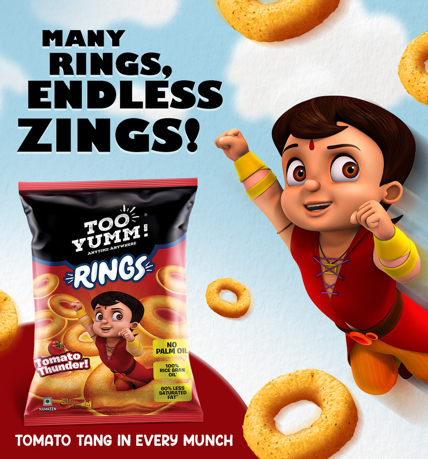 Image of Too Yumm! Tomato Thunder Rings, Marvelous Tangy Blast, Crunchy & Spicy Chips