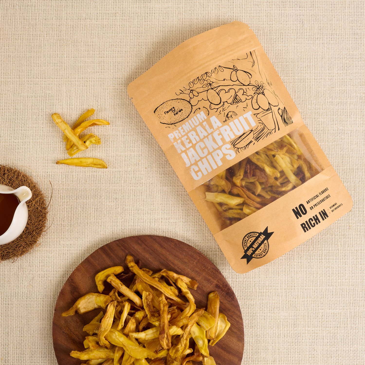 Image of FLAVORS OF KERALA Premium Kerala Jackfruit Chips | Crispy, Tasty, Namkeen Snack Wafers Chips