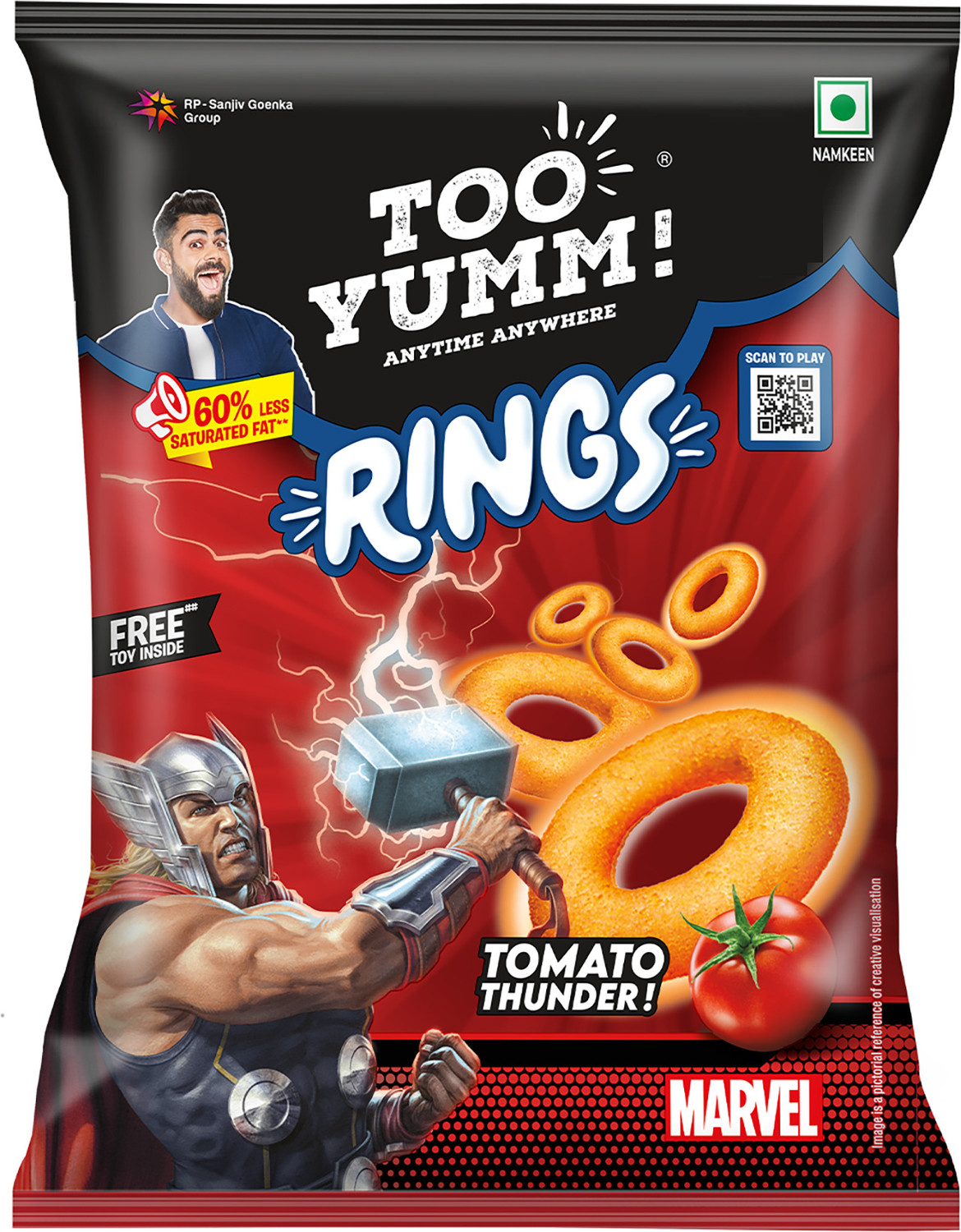 Image of Too Yumm! Tomato Thunder Rings, Marvelous Tangy Blast, Crunchy & Spicy S Chips