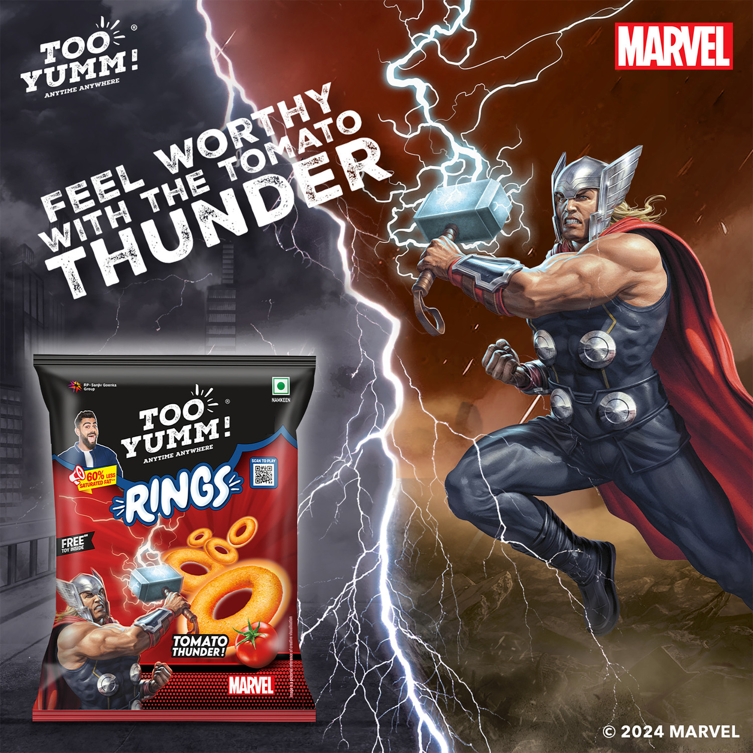 Image of Too Yumm! Tomato Thunder Rings, Marvelous Tangy Blast, Crunchy & Spicy S Chips