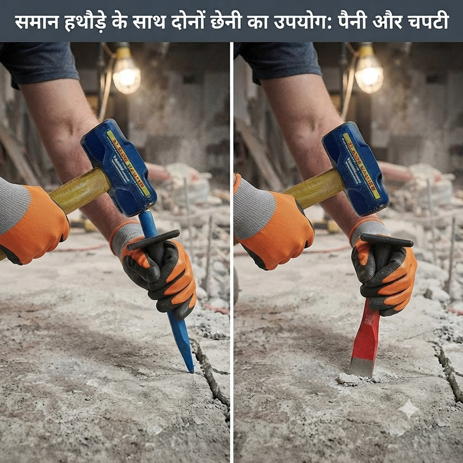 Image of RanPra Heavy Duty Rotary Hammer Machine, 10 inch Chisel, Point Bit, Drill Bits Angle Grinder With 13mm Drill Chuck Sds And A Pair of Gloves Rotary Hammer Drill