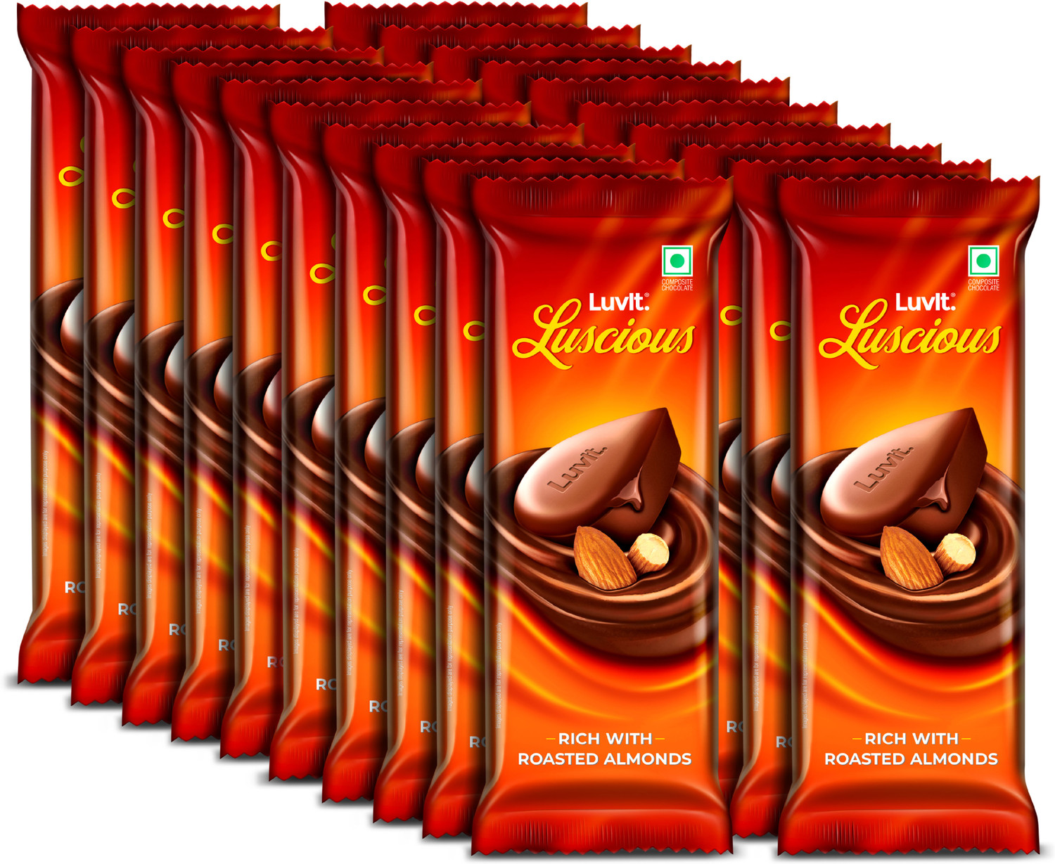 Image of LuvIt Luscious Roasted Almonds Chocolate | Multipack | Deliciously Smooth | Bar Gift Pack
