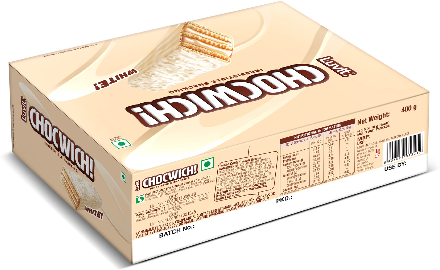 Image of LuvIt Chocwich White Crispy Wafer Chocolates | Crunchy & Delicious | Bar Gift Pack
