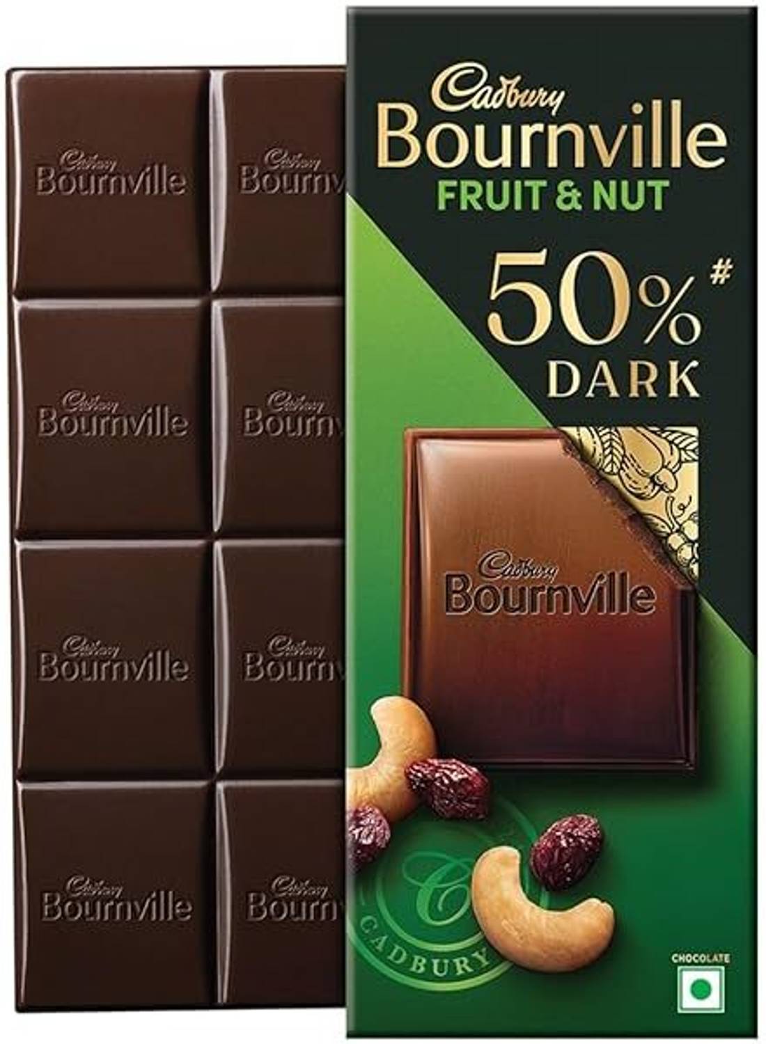 Cadbury BOURNVILLE FRUIT & NUT 50% Dark Chocolate Bar 80g - Image 1