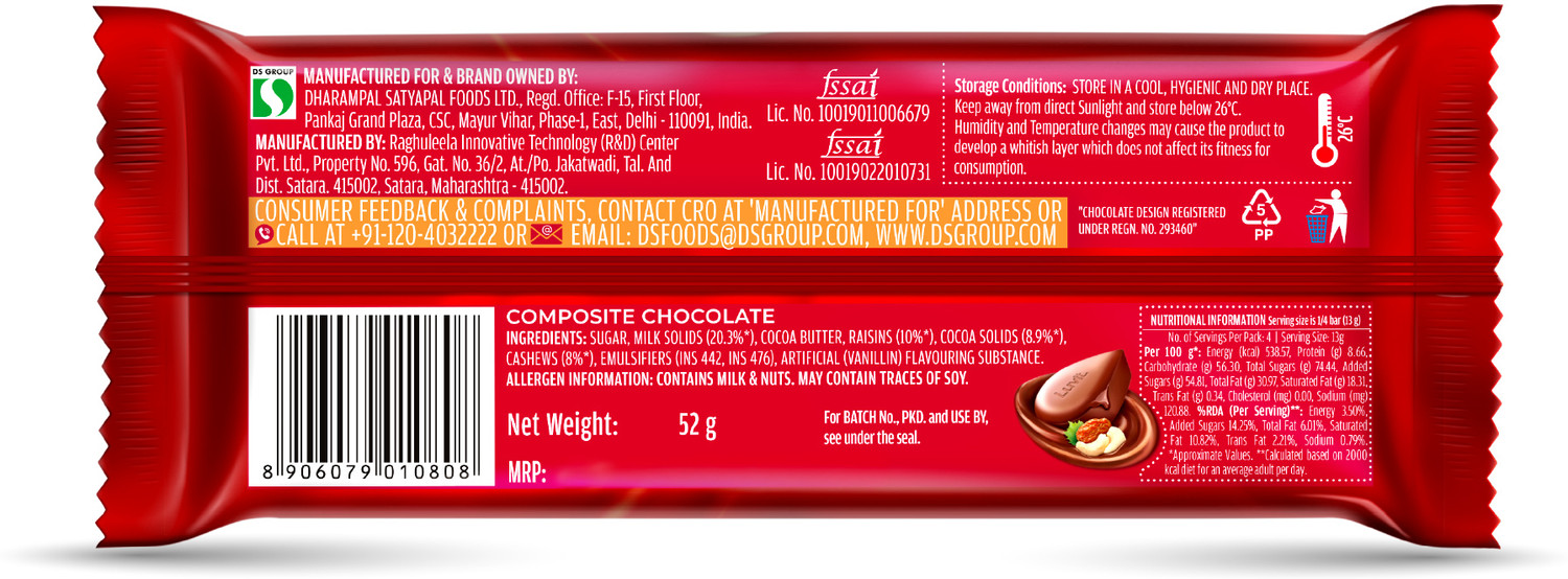 Image of LuvIt Luscious Fruit & Nut Chocolate | Multipack | Deliciously Smooth | Bar Gift Pack