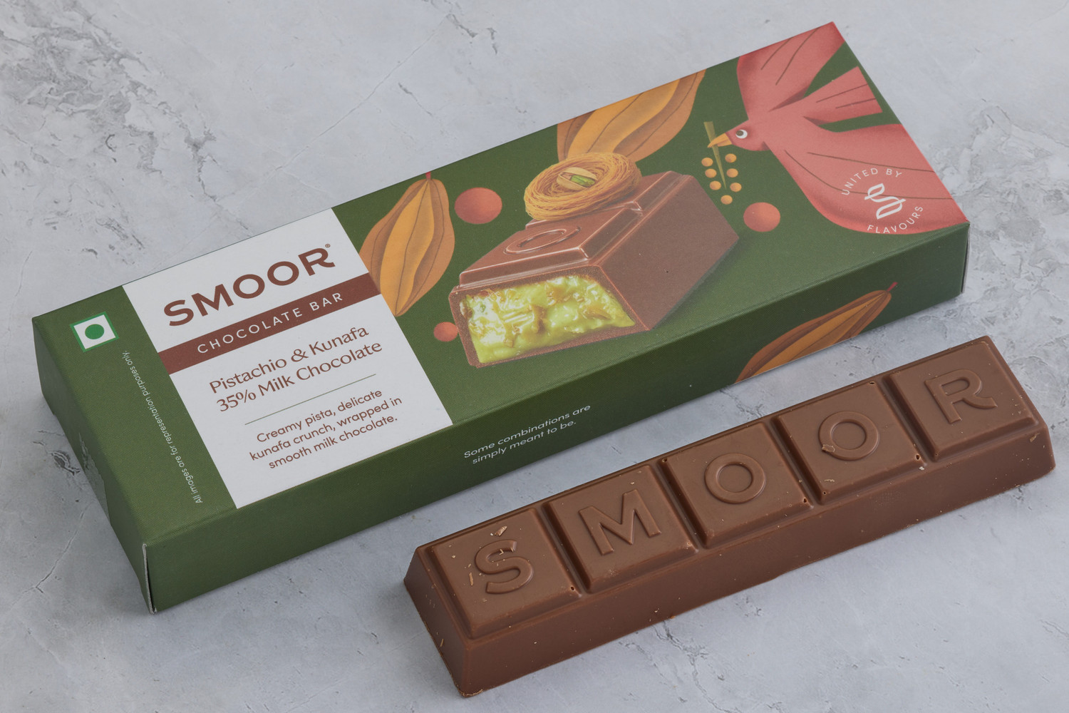 Smoor Pistachio & Kunafa 35% Milk Chocolate Bar