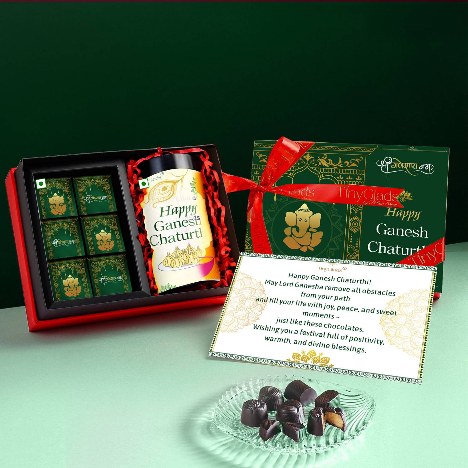 TinyGlads Ganpati Bappa Special Chocolate Combo | Bars & Truffles Treat | 750 grams Bars, Truffles Gift Pack