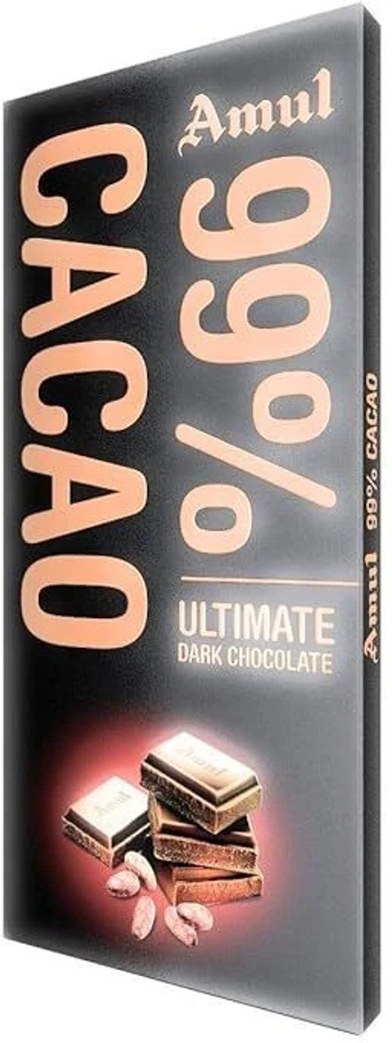 Image of Amul 99% CACAO ULTIMATE DARK CHOCO WITH LOTS OF COCOA Bar