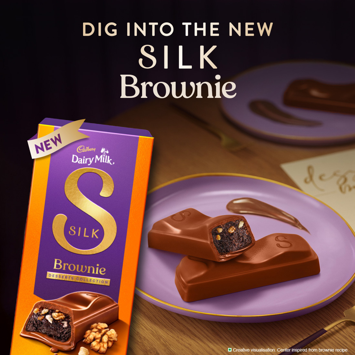 Image of Cadbury Dairy Milk Silk Dessert Walnut Brownie Chocolate Bar