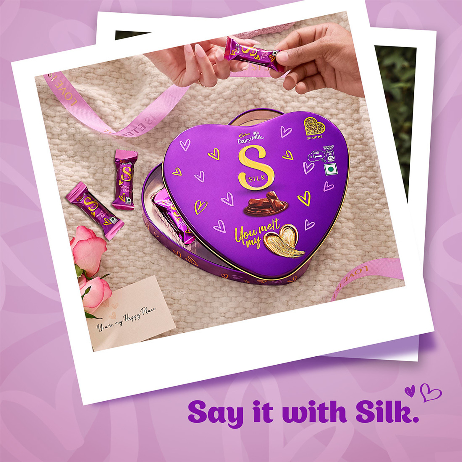 Image of Cadbury Dairy Milk Silk Heart Shaped Valentine's Gift Box Chocolate Bars