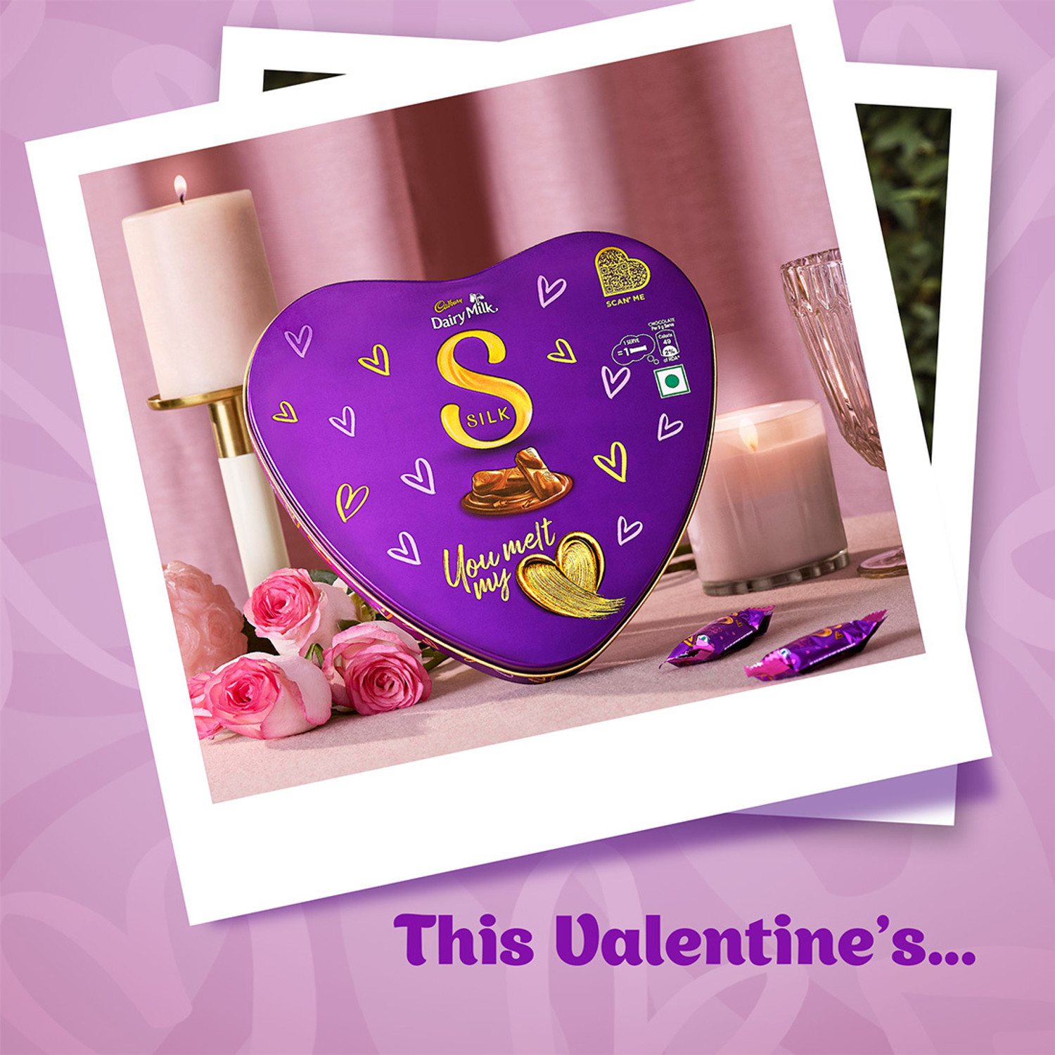 Image of Cadbury Dairy Milk Silk Heart Shaped Valentine's Gift Box Chocolate Bars
