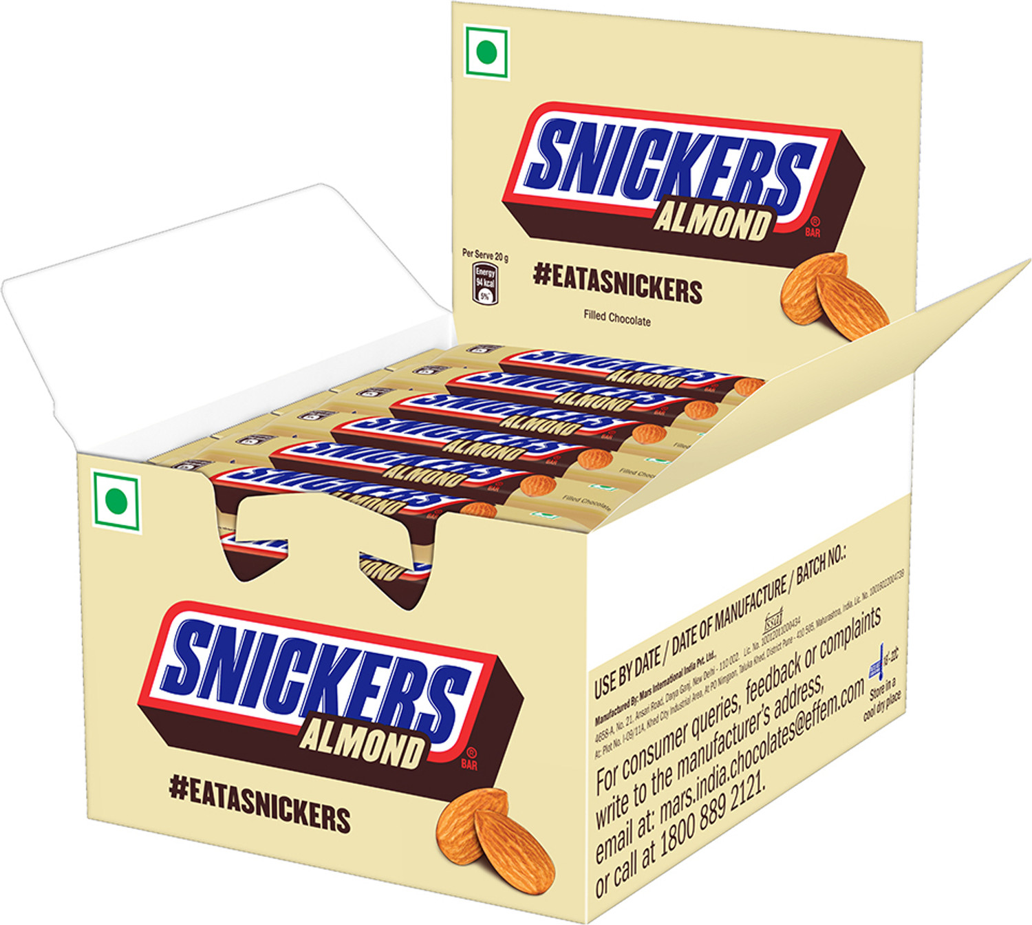 Image of SNICKERS Almond Filled Chocolate Bar | Loaded with Crunchy Almonds & Caramel Bar
