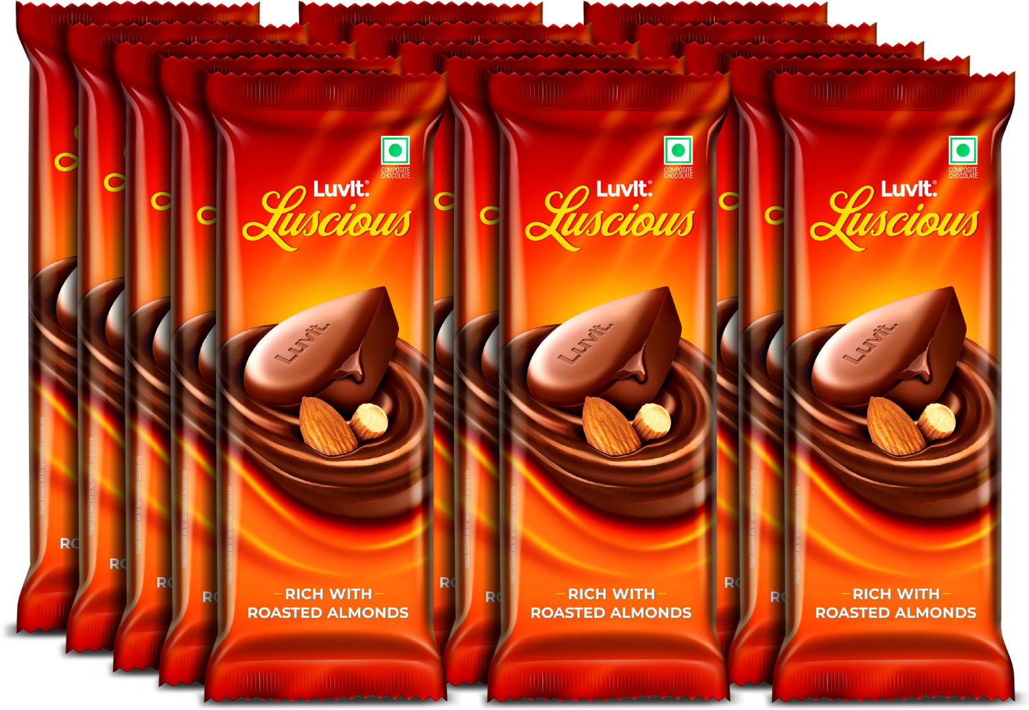 Image of LuvIt Luscious Roasted Almonds Chocolate | Deliciously Smooth Bar Gift Pack