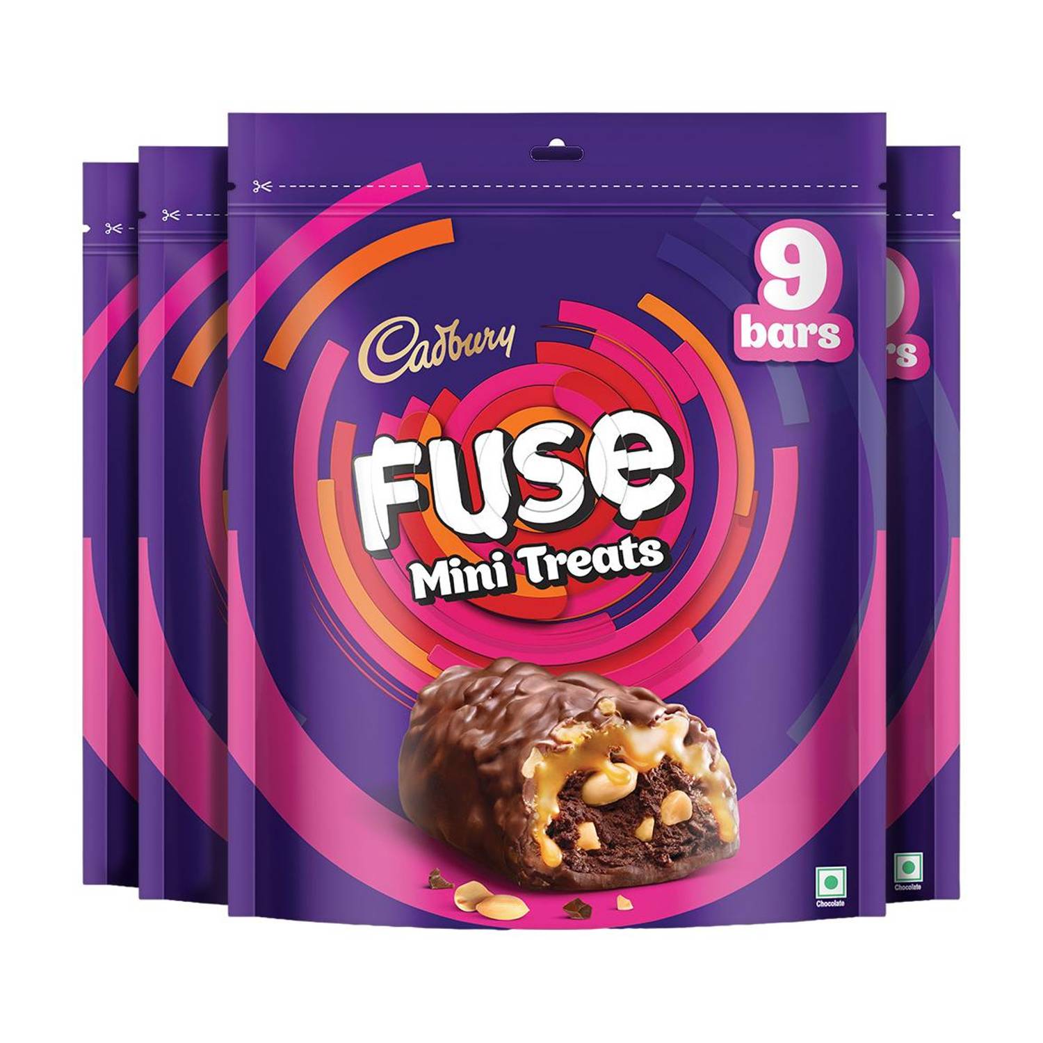 Cadbury Fuse Peanut & Caramel Filled Mini Treats Chocolate Bars, Bites