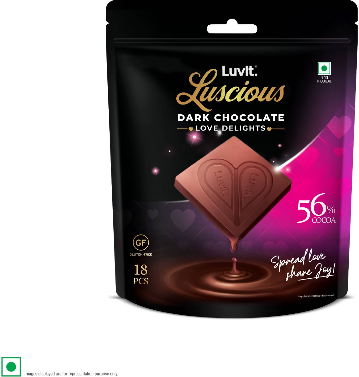 LuvIt Luscious Dark Love Delights-Heart Shaped Dark Chocolate|Valentine's Gift of Love Bar Gift Pack