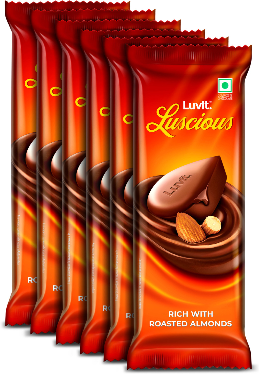 Image of LuvIt Luscious Roasted Almonds Chocolate | Multipack | Deliciously Smooth Bar Gift Pack