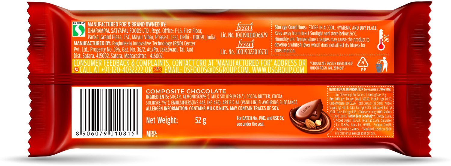 Image of LuvIt Luscious Roasted Almonds Chocolate | Multipack | Deliciously Smooth Bar Gift Pack