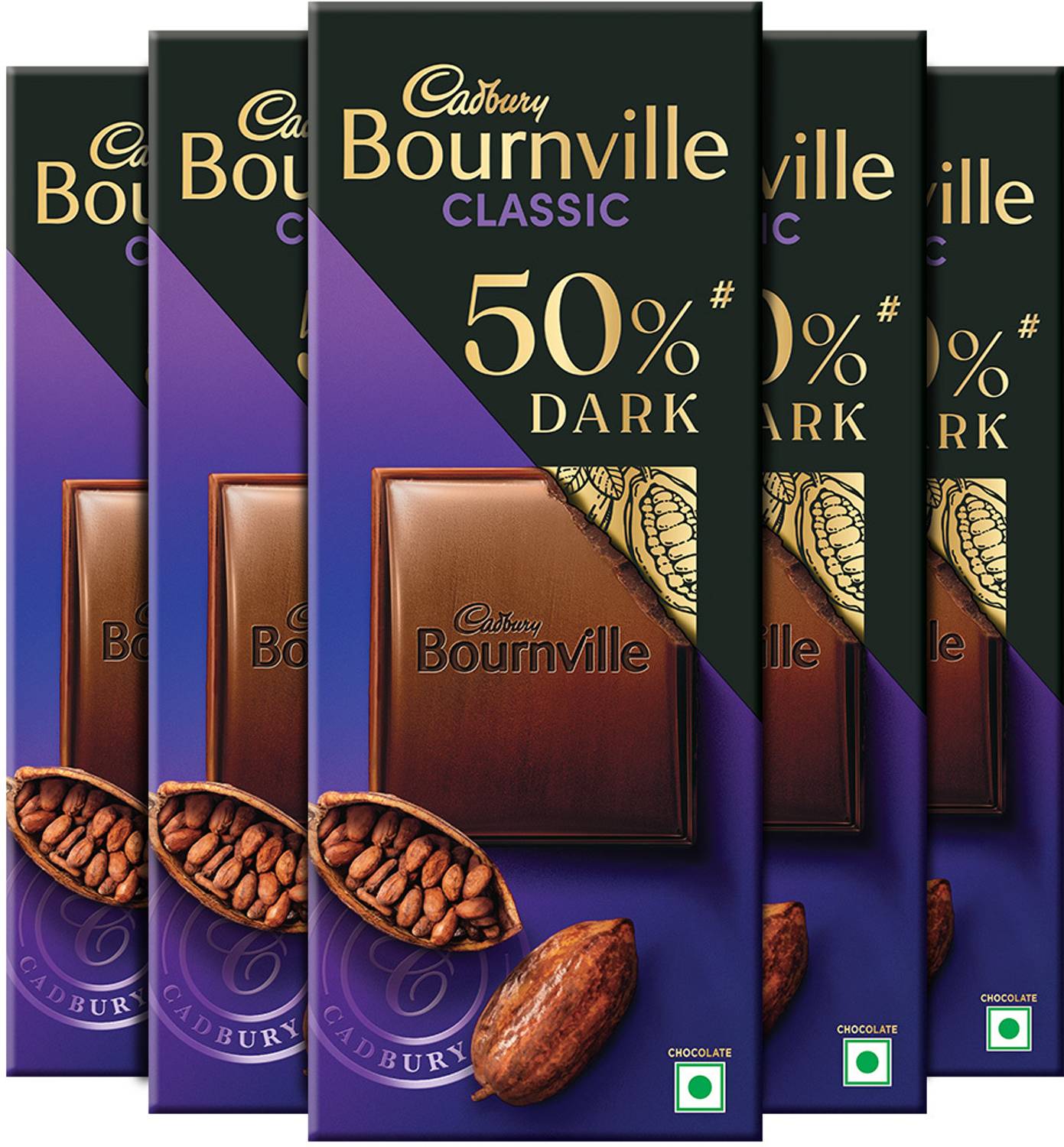 Cadbury Bournville 50% Dark Chocolate Pack of 5 · 75 g (375 g total) - Image 1
