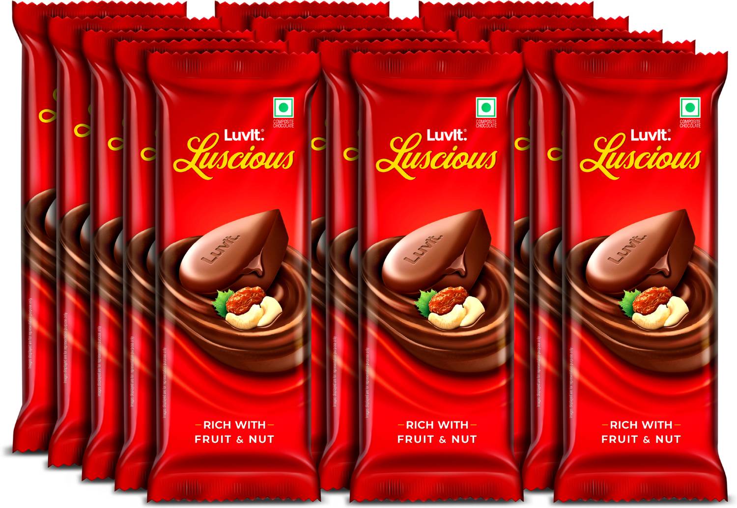 LuvIt Luscious Fruit & Nut Chocolate | Multipack | Deliciously Smooth Bar Gift Pack