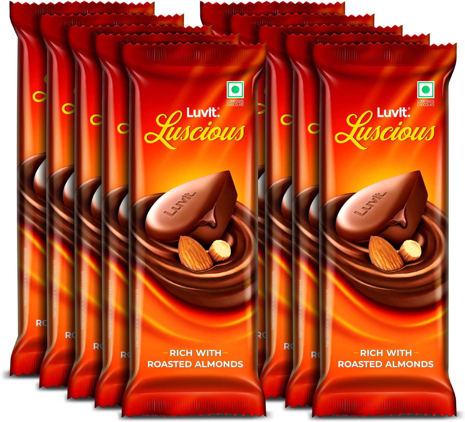 Image of LuvIt Luscious Roasted Almonds Chocolate | Multipack | Deliciously Smooth | Bar Gift Pack