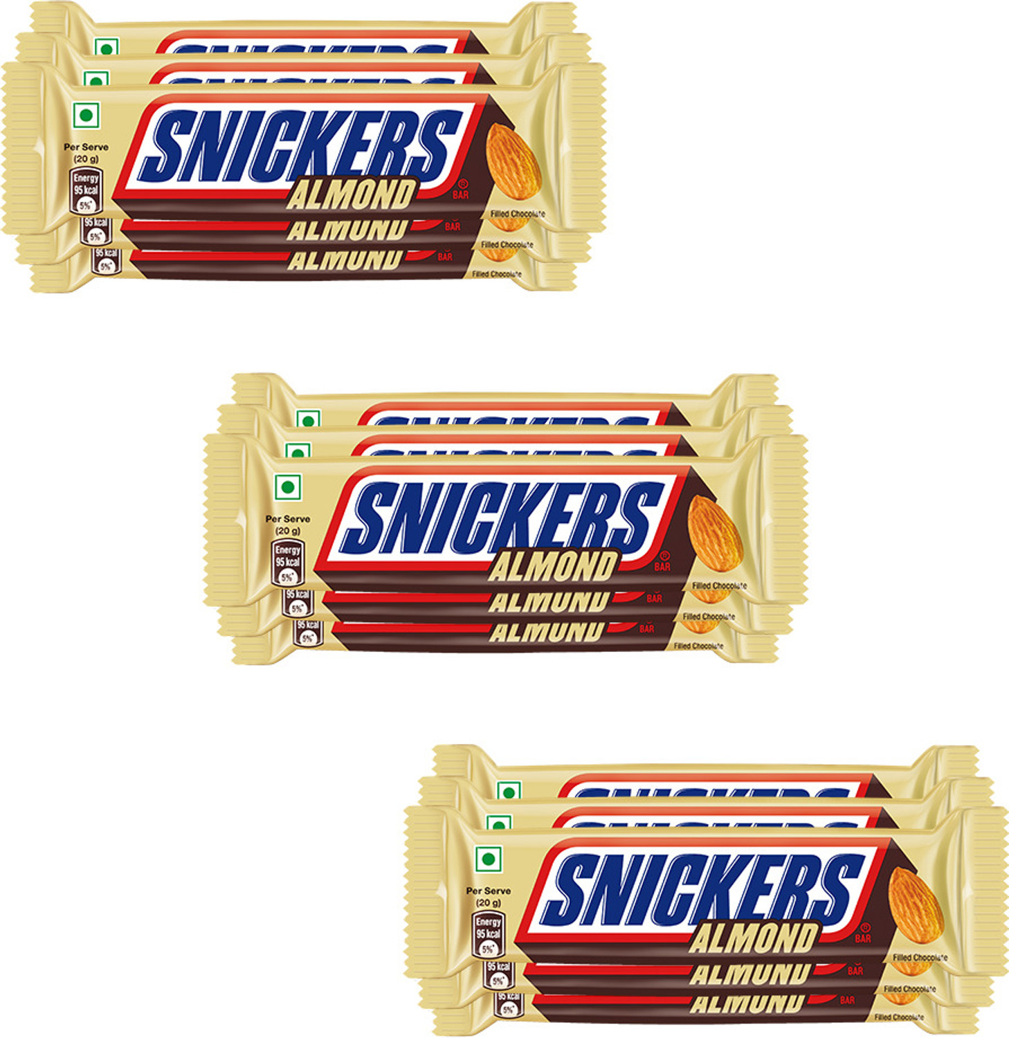 Image of SNICKERS Almond Filled Chocolate Bar Loaded with Crunchy Almonds & Caramel Bar
