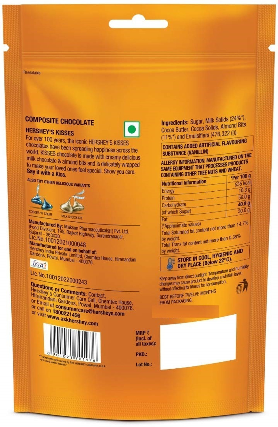 Image of HERSHEY'S KISSES Almonds Fudge Gift Pack