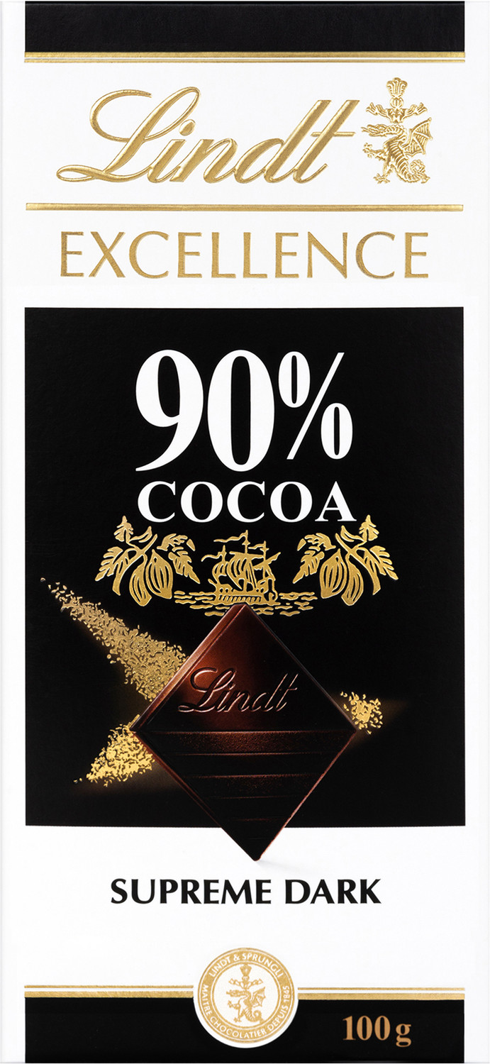 Image of LINDT Excellence 90% Cocoa Extra Fine Dark Chocolate Bars