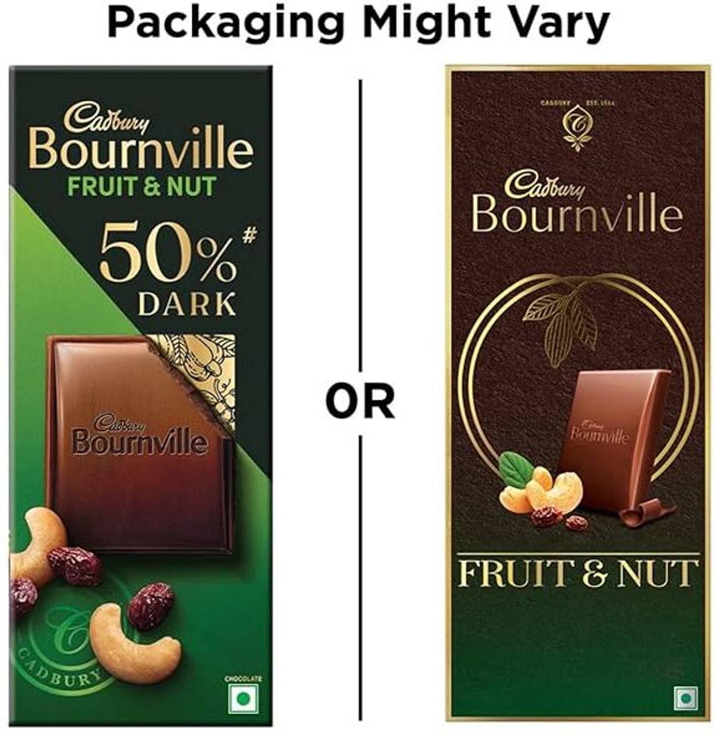 Cadbury BOURNVILLE FRUIT & NUT 50% Dark Chocolate Bar 80g - Image 2