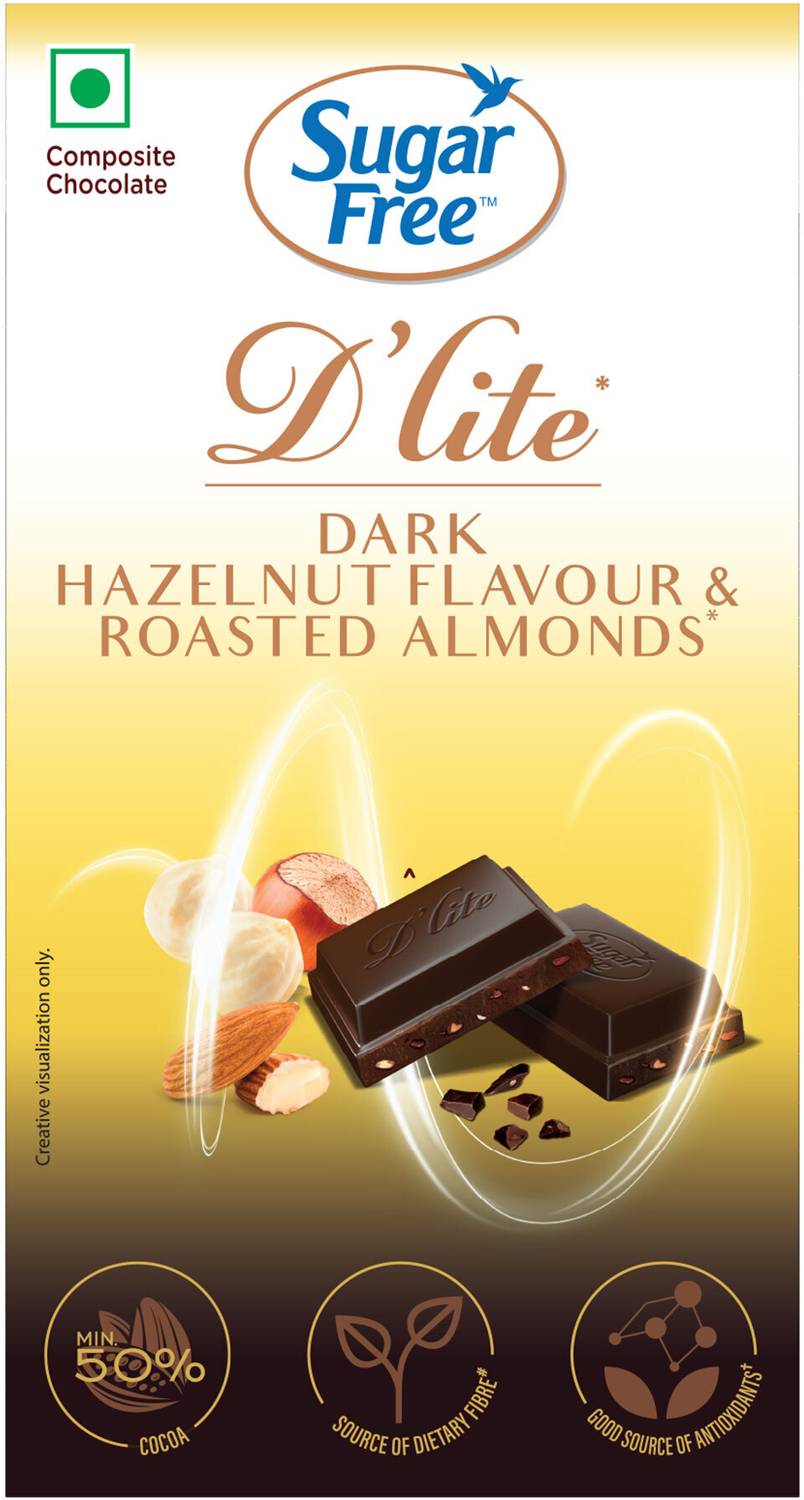 Sugarfree D'lite Hazlenut & Almonds Dark Chocolate Bars (40 g)