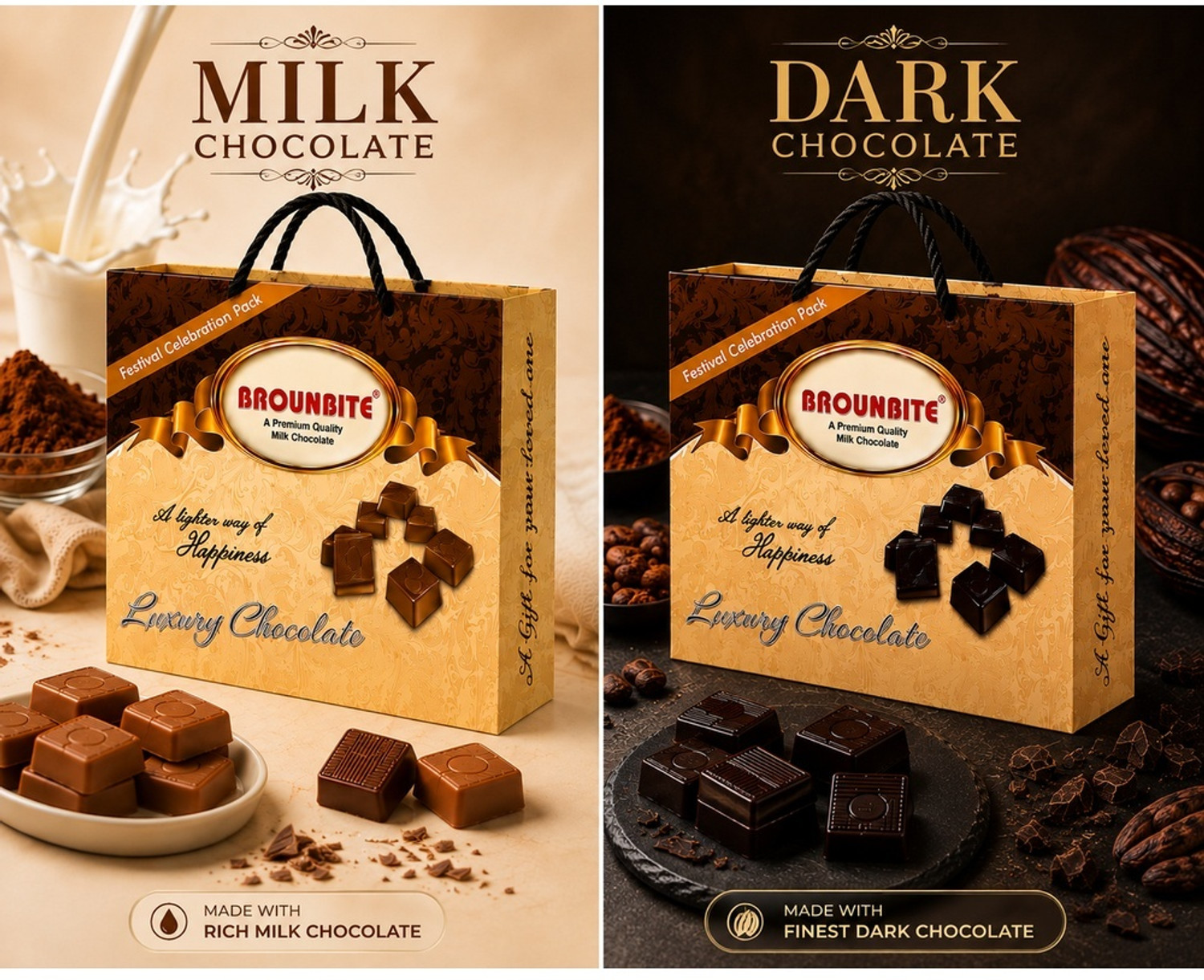 Image of BrounBite Milk Chocolate Pack of 12 Bar Gift Pack