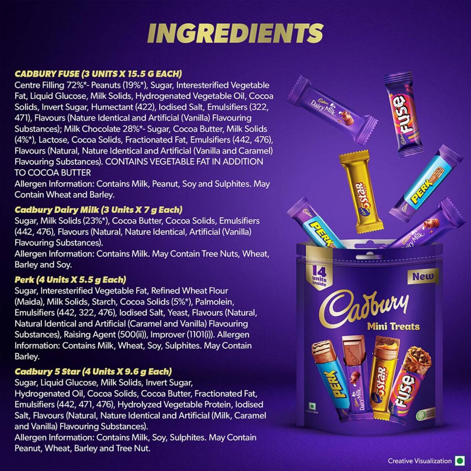 Cadbury Assorted Mini Treats Chocolate Bars Gift Pack 126g - Image 5