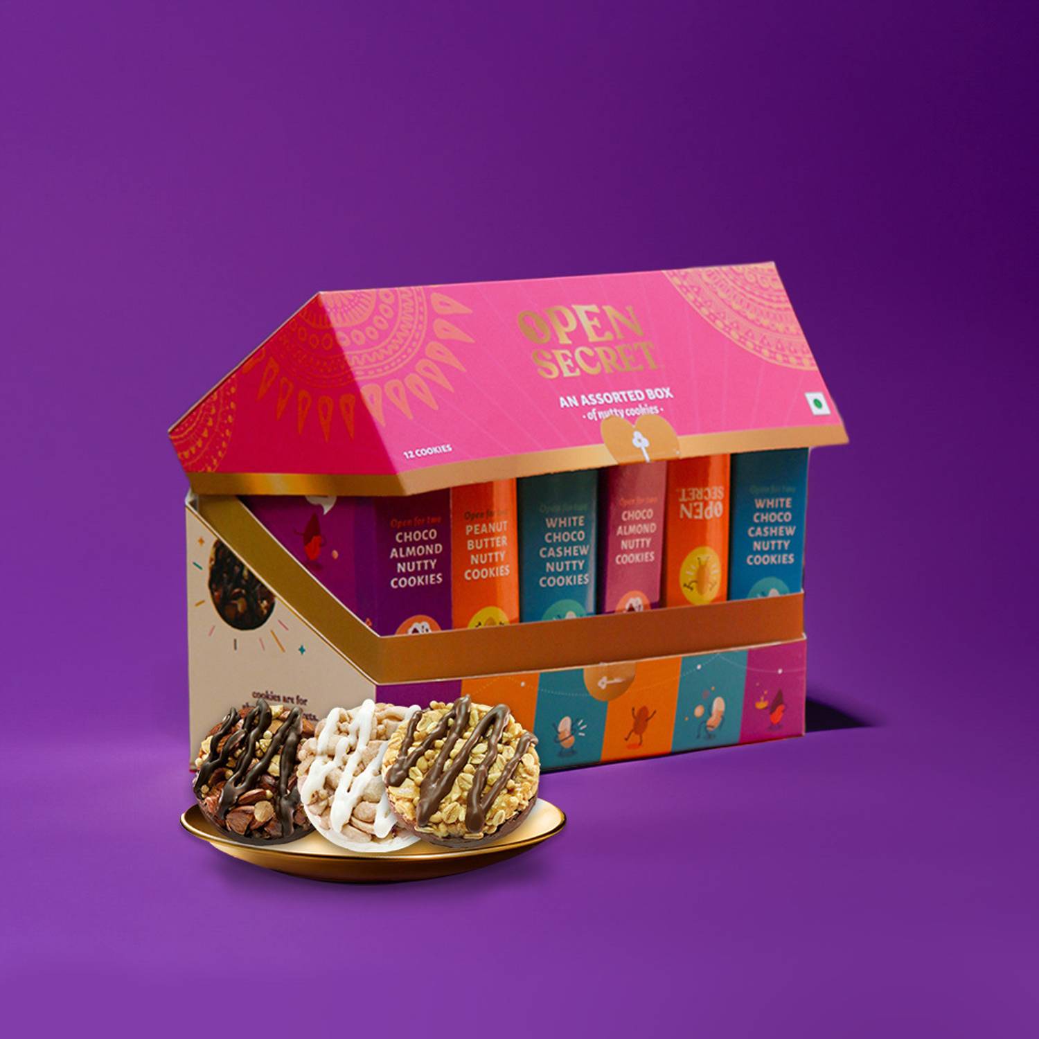 OPEN SECRET Celebration Chocolate Gift Box - 12 Assorted Cookies