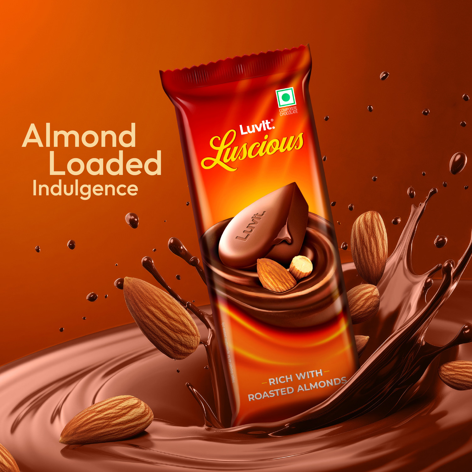Image of LuvIt Luscious Roasted Almonds Chocolate | Multipack | Deliciously Smooth Bar Gift Pack