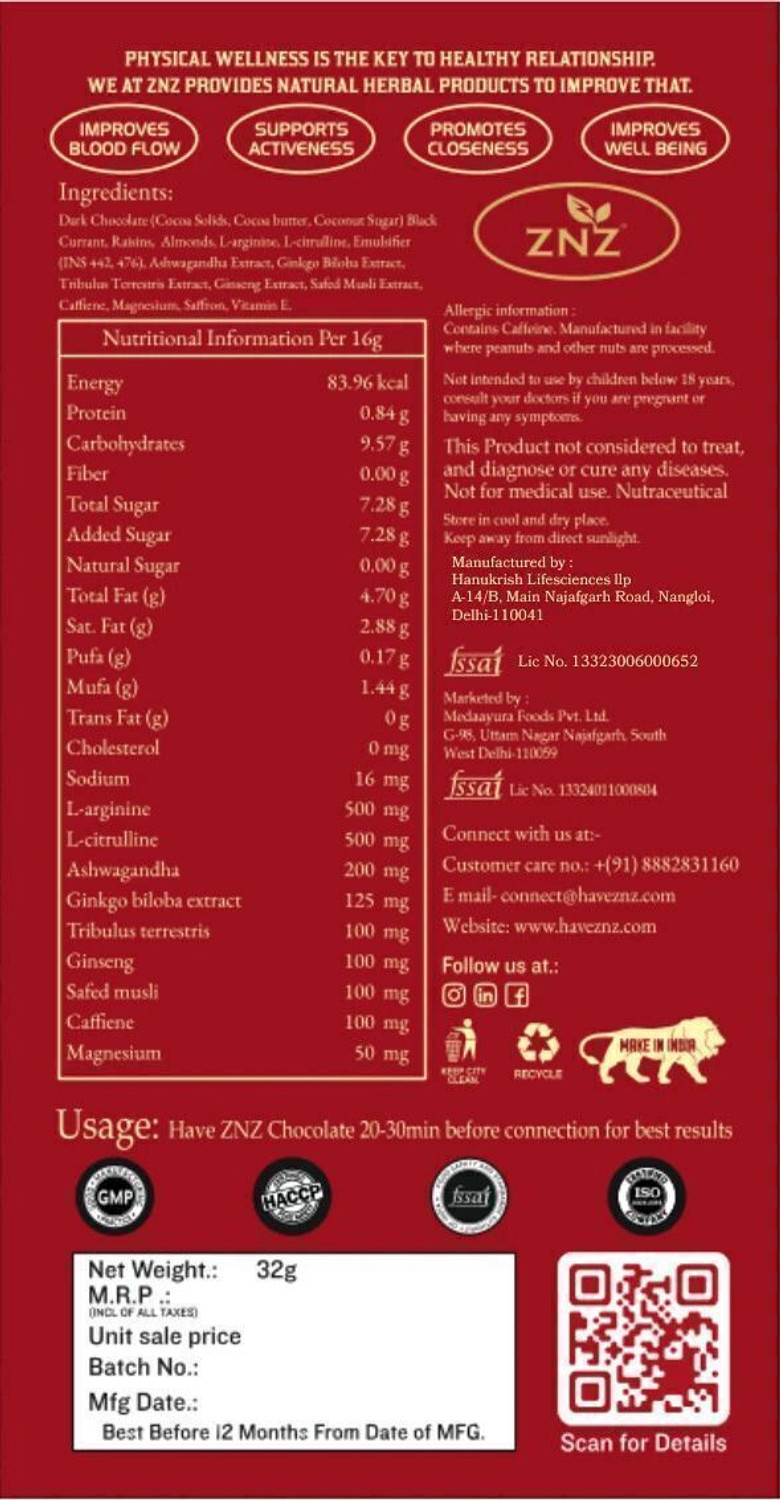 Image of ZNZ Dark Chocolate for Couples | Mood Uplifting Chocolate for Men and Women Bars