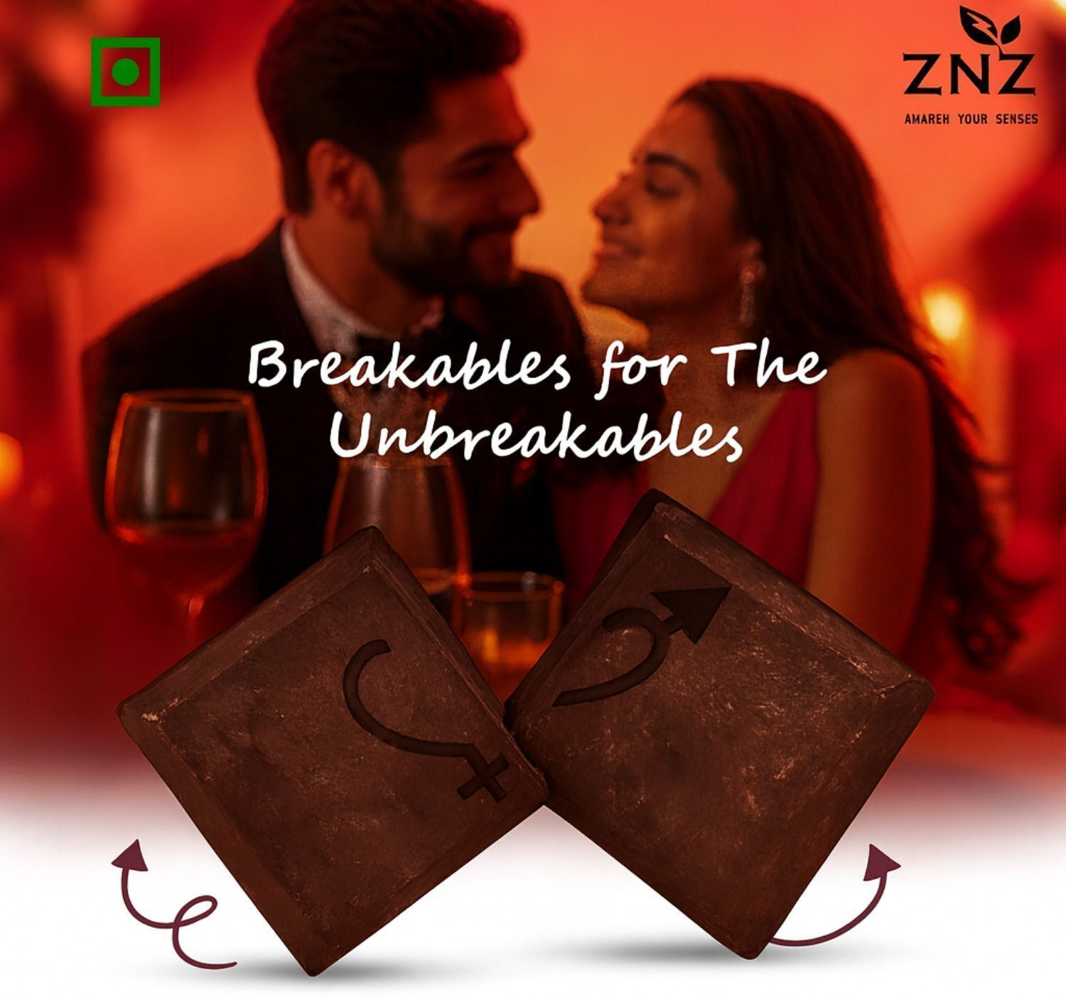 Image of ZNZ Dark Chocolate for Couples | Mood Uplifting Chocolate for Men and Women Bars