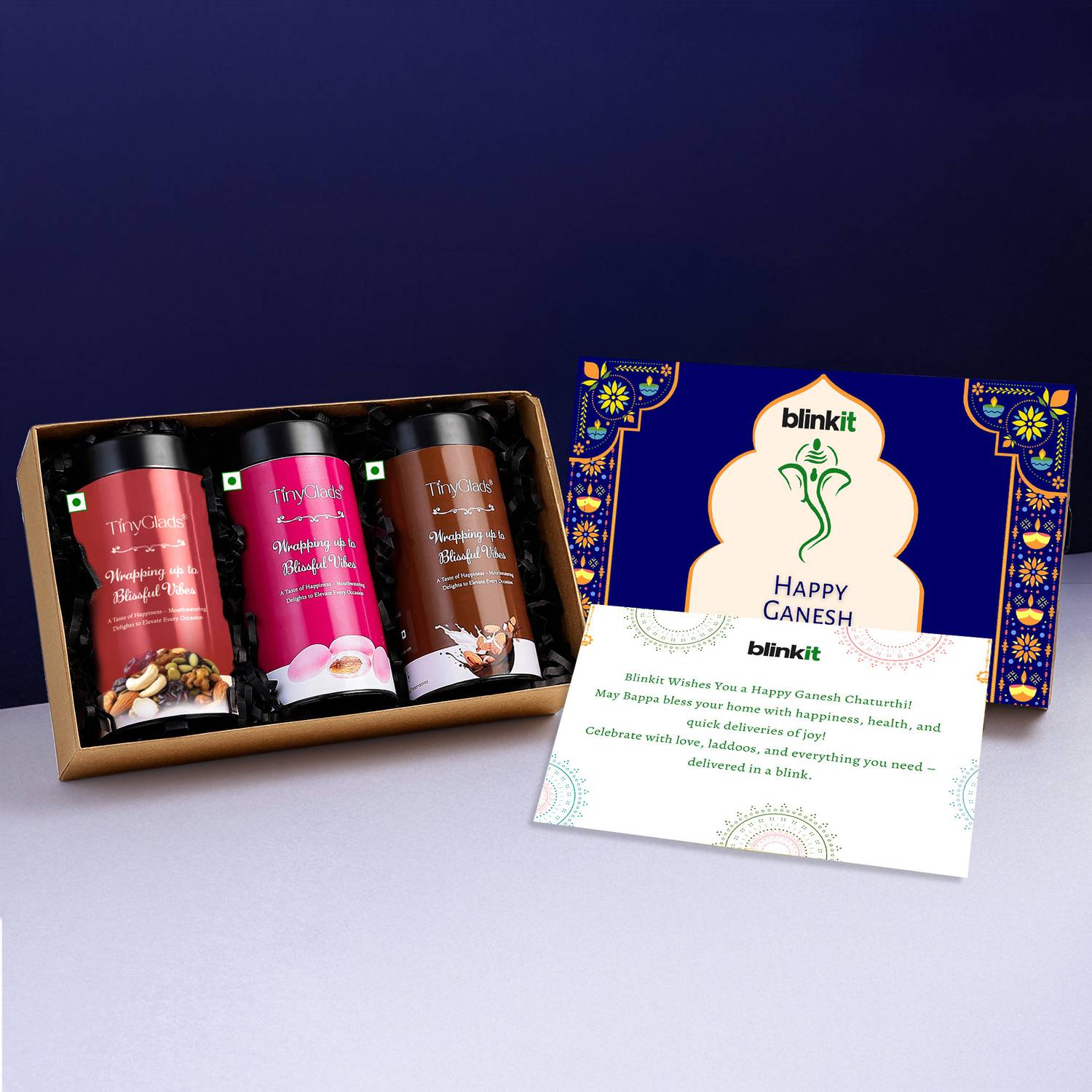 TinyGlads Ganesh Puja Special | 3 Chocolate Jar Bhog Pack | 1 kilogram Bars, Truffles Gift Pack