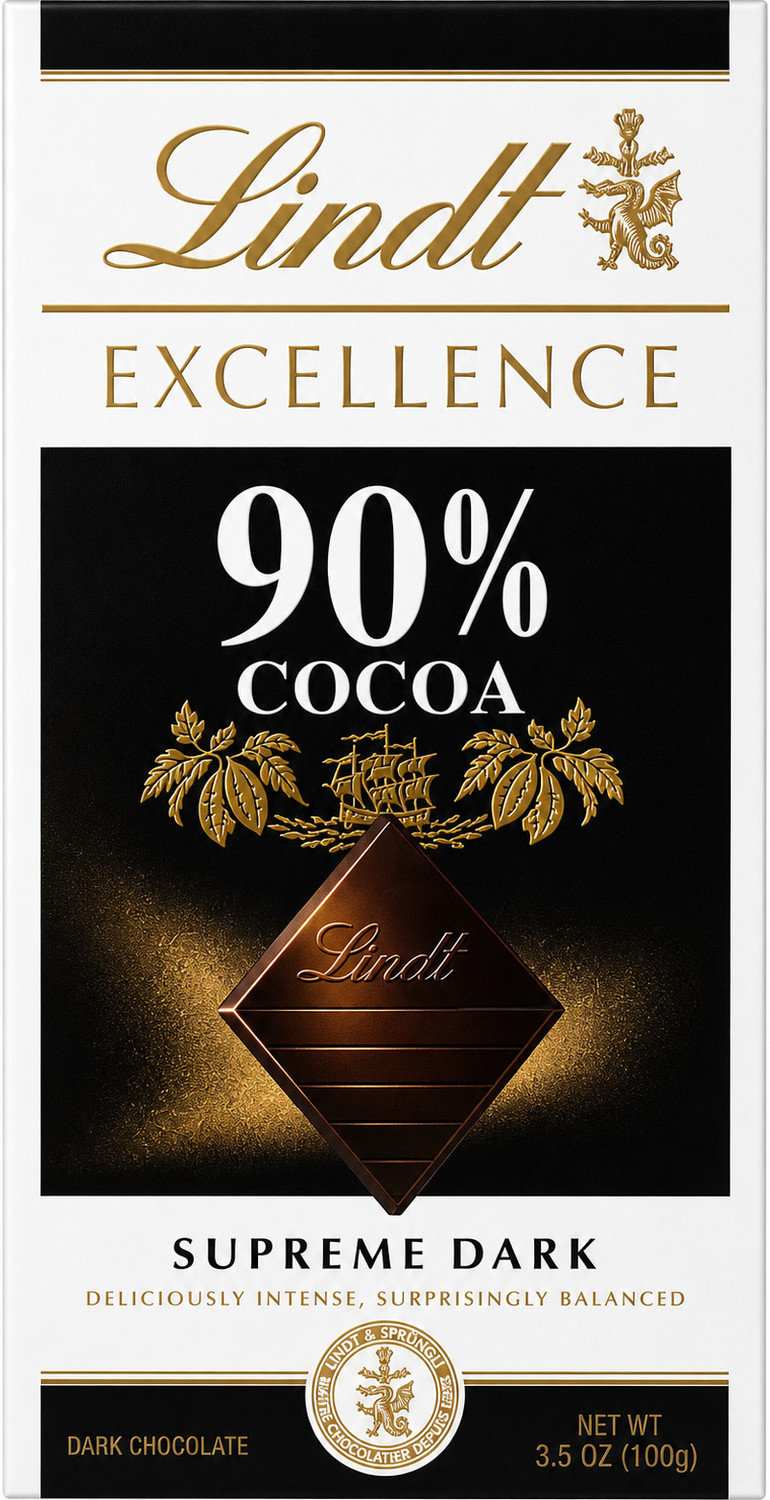 Image of LINDT Excellence 90% Cocoa Dark Chocolate Bar 100g Bar Gift Pack (100 g)