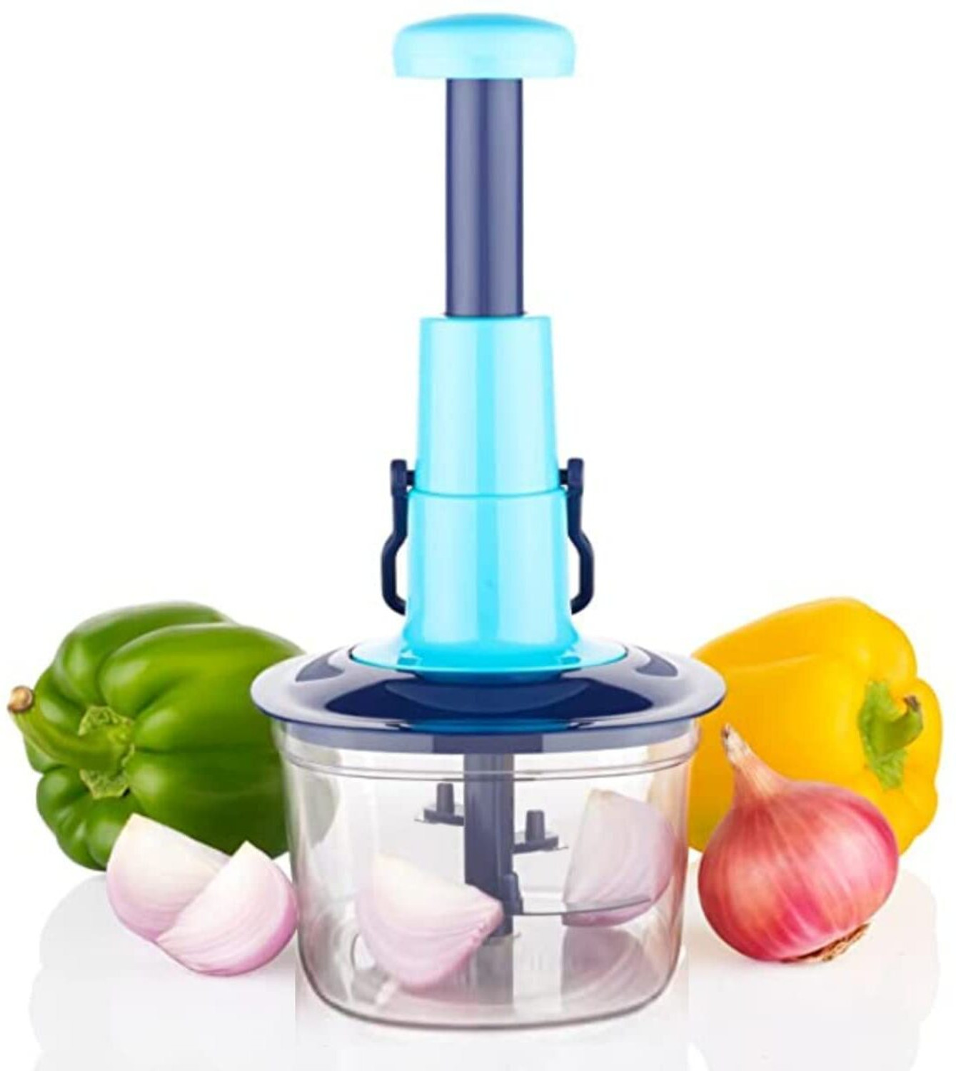 Image of KHODAL ENTERPRISE by JS Sahani kitchenware Multi-Purpose Push Chopper with Stainless Steel Blades 650ml Vegetable & Fruit Chopper