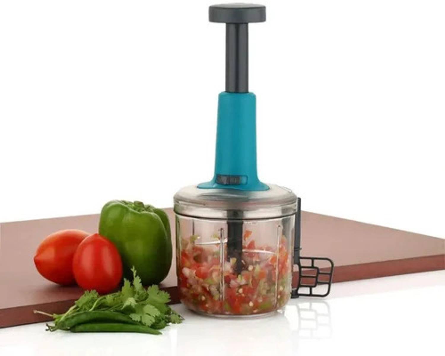 Alvinos manual Push Chopper 700ml with 3 stainless steel Blade Apple Chopper