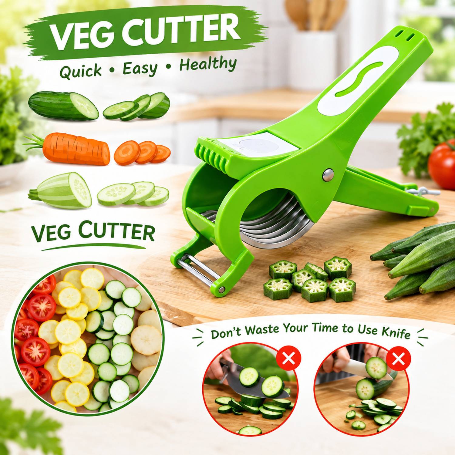 BestPickMart BestPickMart 2in1 vegetabe cutter with peeler- green Vegetable & Fruit Grater & Slicer