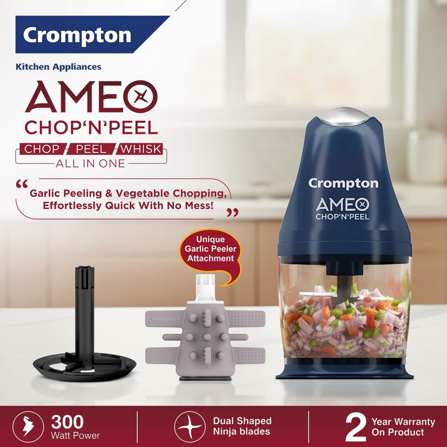 Image of Crompton Ameo Chop'N'Peel Electric Vegetable & Fruit Chopper