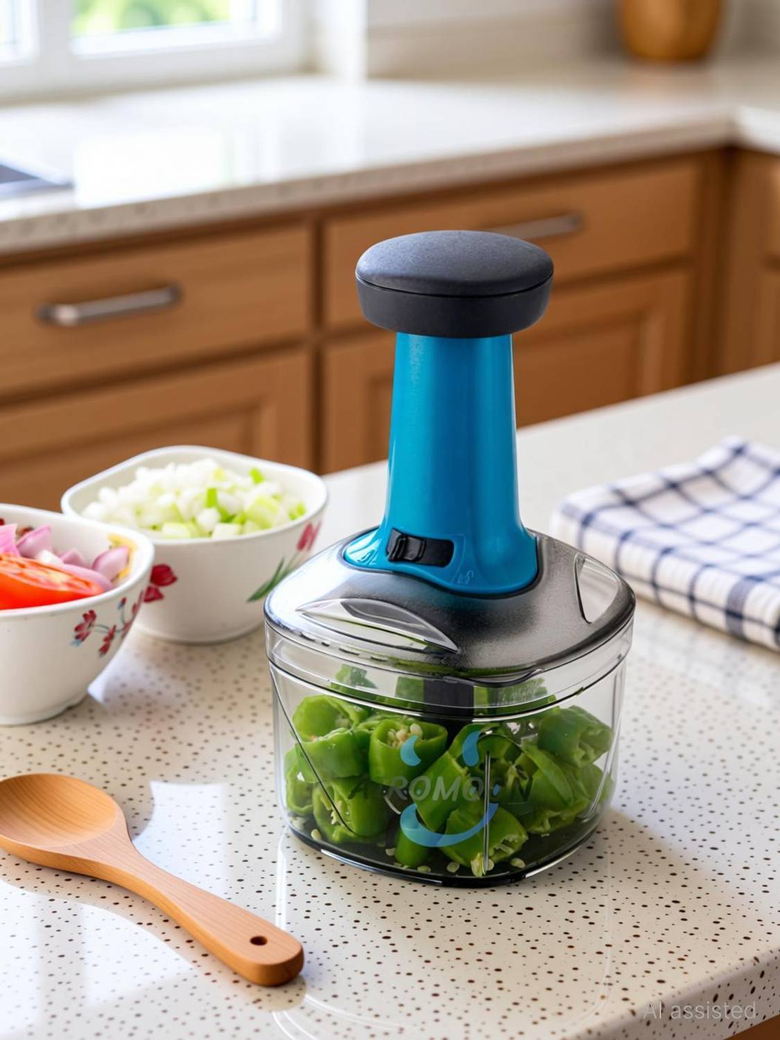 AIROMOON Multipurpose High Quality Food Grade Plastic Vegetable Chopper 3 Blades, 750 ml Vegetable & Fruit Chopper