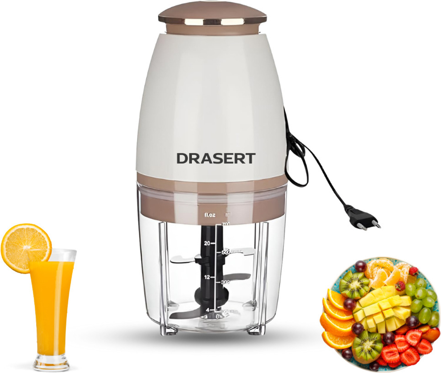 Image of Drasert by Drasert Electric Capsule Cutter Blender Meat Grinder Stainless Steel Blades 700ml 350W Electric Vegetable & Fruit Chopper