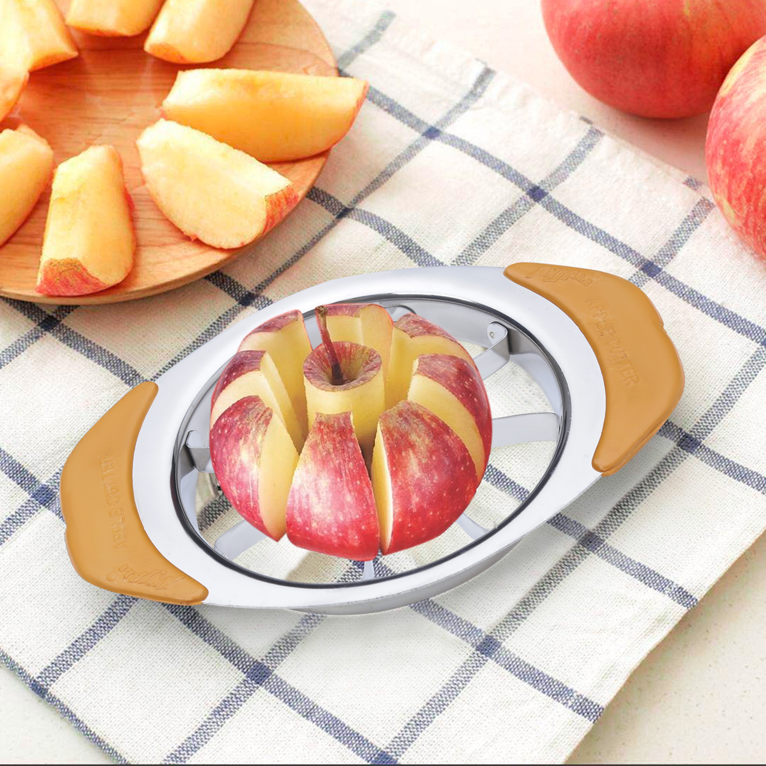 Image of ANJALI Apple Cutter: Easy and Quick Slicing Stainless steel and sharp blades. Apple Slicer (1 pcs Apple Cutter)