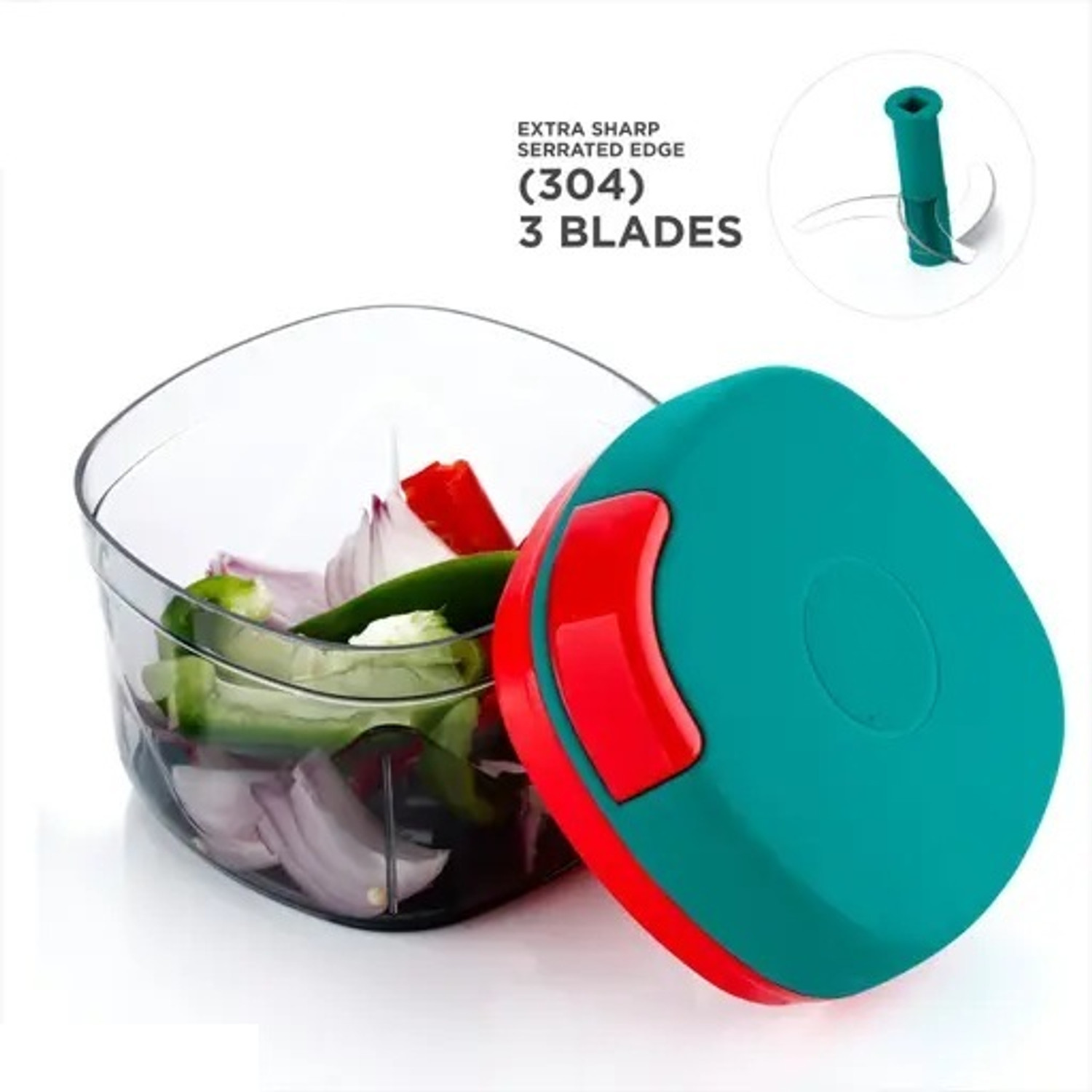 Image of Stysol Square Dori Chopper 700 ml and Push Chopper 650 ml Vegetable & Fruit Chopper